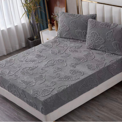 Husa Pufoasa de Pat Cocolino 180x200 cu Elastic 3 Piese +2 Fete de Perna-Gri Inchis