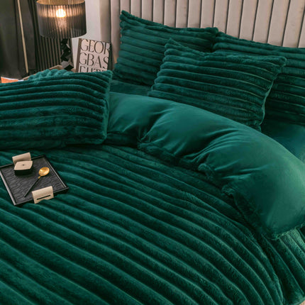 Set Lenjerie de Pat 4 Piese Cocolino - Moale, Călduros și Elegant - Verde Smarald - Casa Super
