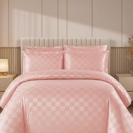 Lenjerie Deluxe Damasc Finetat, 4 piese, cearșaf cu elastic, Cod: Dms2