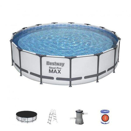 Piscina Mare Rotunda Cadru Metalic +Scara+ Sistem de Filtrare +Kit de Reparatii + Prelata pentru acoperire - 14970 L, 457 x 107 cm - Casa Super