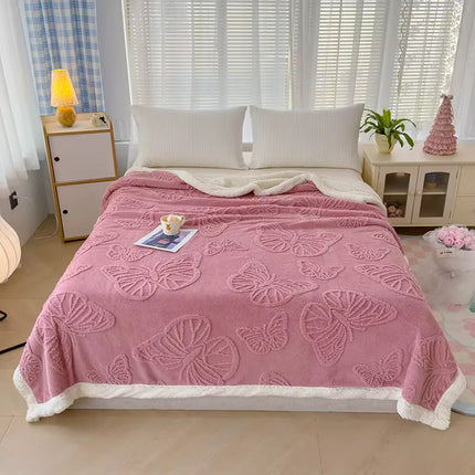 Patura Groasa Cocolino - Pufoasa Cu Blanita 230x200 cm - Roz