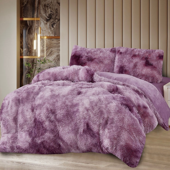 Lenjerie de Pat Super FLuffy Pufoasă Cocolino, 2 Persoane, 4 Piese – Mov Lavandă