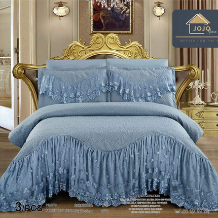 Set 3 Piese - Cuvertura Finet Cu Volane 220x270 cm + 2 Fete Perna | Cod CUV27 - Casa Super