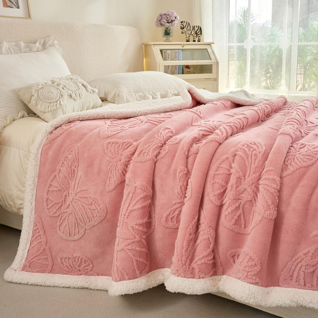 Patura Groasa Cocolino - Pufoasa Cu Blanita 230x200 cm - Roz