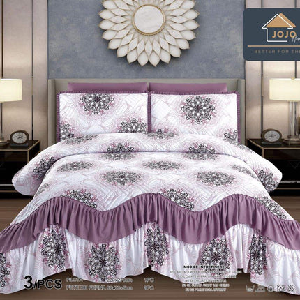 Set Cuvertura de Pat cu Volane 220x270 cm + 2 Fete Perna | Cod CUV9 - Casa Super