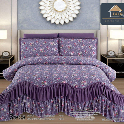 Set Cuvertura de Pat cu Volane 220x270 cm + 2 Fete Perna | Cod CUV10 - Casa Super