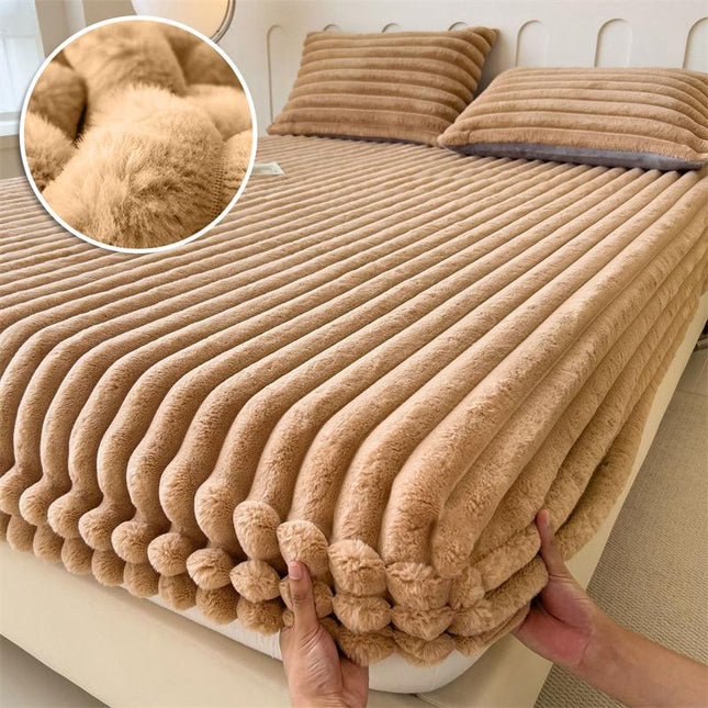 Husă Raiata de Pat,Groasă COCOLINO cu Elastic + 2 Fețe de Pernă- Cappuccino | Cod RIT01