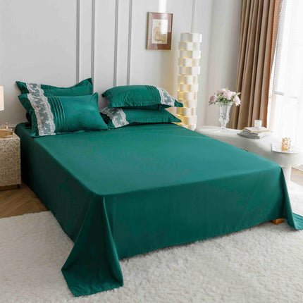 Lenjerie de Pat Dublu,Bumbac Finet, Inimi Brodate,6 piese | Cod CS198 - Casa Super