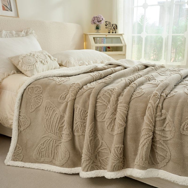 Patura Groasa Cocolino - Pufoasa Cu Blanita 230x200 - Maro Deschis