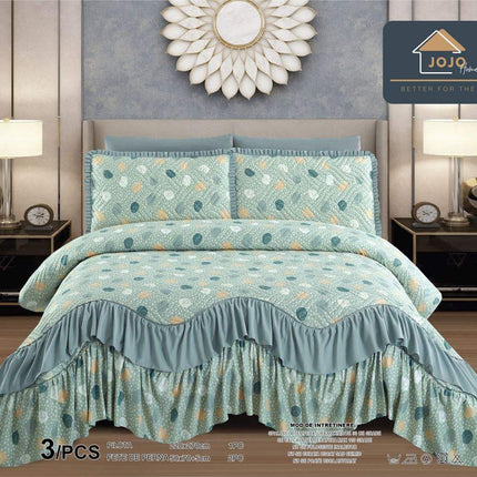 Set Cuvertura de Pat cu Volane 220x270 cm + 2 Fete Perna | Cod CUV3 - Casa Super