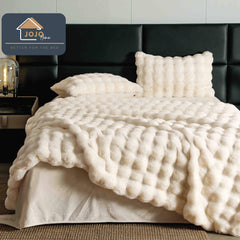 Lenjerie Premium Pentru Pat Dublu Blanita de Iepure 6 Piese | Crem Deschis - Casa Super