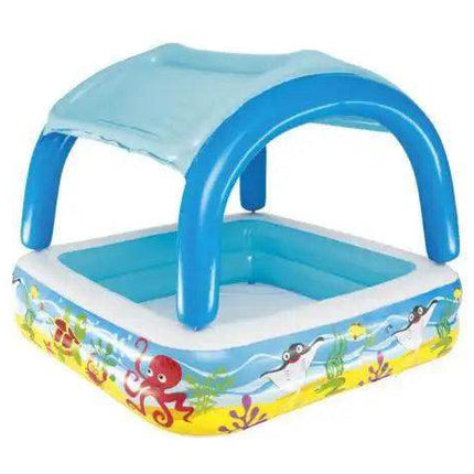 Piscină Gonflabilă Patrata Tip Baldachin pentru Copii 140x140x114 Capacitate 265 L - Casa Super