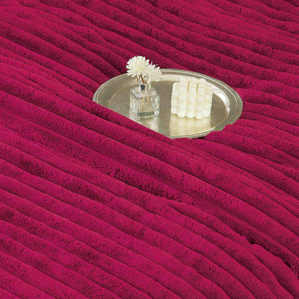 Set PREMIUM Pilota Pufoasa Cocolino, din Blanita artificiala de Iepure 6 Piese 200x230 cm,Bordo Rubin - Casa Super