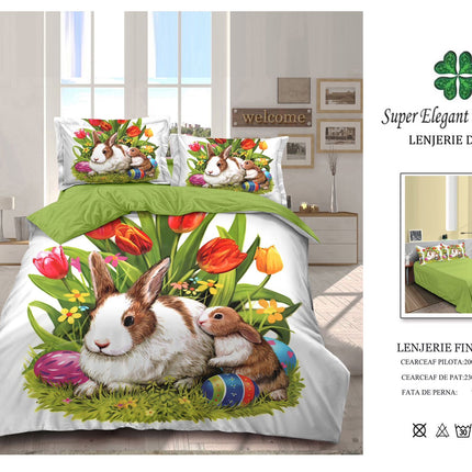 Lenjerie de Pat Bumbac Finet 6 Piese – Confort și Magie de Paște | Cod PST7 - Casa Super