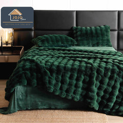 Lenjerie Premium Pentru Pat Dublu Blanita de Iepure 6 Piese Verde Smarald - Casa Super