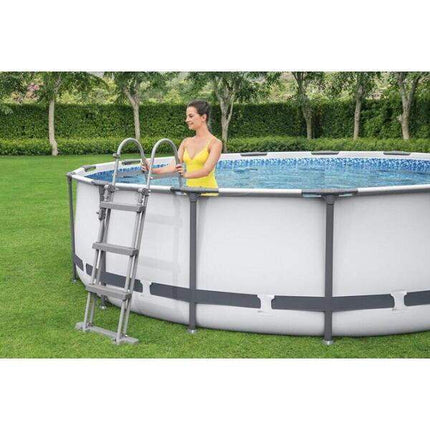 Piscina Mare Rotunda Cadru Metalic +Scara+ Sistem de Filtrare +Kit de Reparatii + Prelata pentru acoperire - 14970 L, 457 x 107 cm - Casa Super