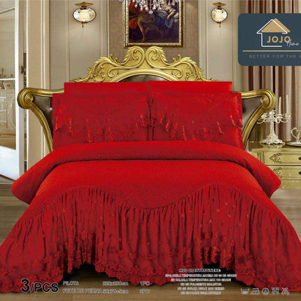 Set 3 Piese - Cuvertura Finet Cu Volane 220x270 cm + 2 Fete Perna | Cod CUV21 - Casa Super