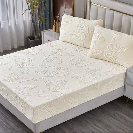 Husa Pufoasa de Pat Cocolino 180x200 cu Elastic 3 Piese +2 Fete de Perna-Crem