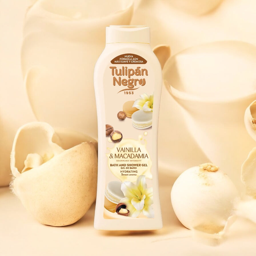Gel Dus Vainilla Y Macadamia Negro, 650 ml, Tulipan