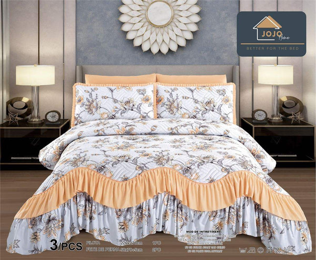 Set Cuvertura de Pat cu Volane 220x270 cm + 2 Fete Perna | Cod CUV7 - Casa Super
