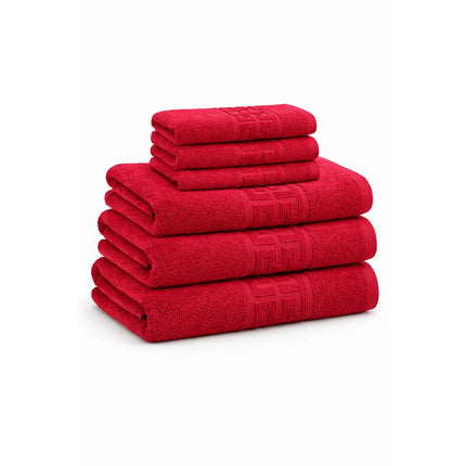 Set Prosoape Bumbac 100% Family – 6 Piese, 500 g/mp, OEKO-TEX - Rosu