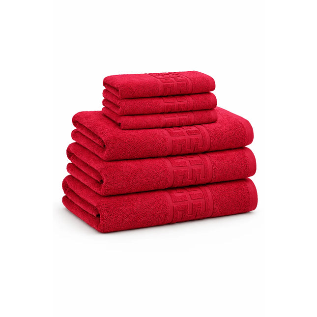 Set Prosoape Bumbac 100% Family – 6 Piese, 500 g/mp, OEKO-TEX - Rosu