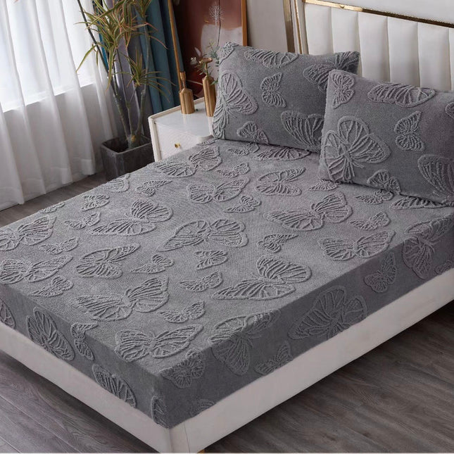 Husa Pufoasa de Pat Cocolino 180x200 cu Elastic 3 Piese +2 Fete de Perna-Gri Inchis