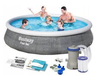 Piscina gonflabila, rotunda, 396 x 84 cm, 7800 L • Bestway + Pompa Electrica de Filtrare Apa CADOU
