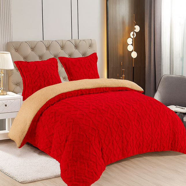Pilota Groasa Cocolino Cu Blanita 200x230 Model Tricot Cu Blanita 5Kg + 2 Fete Perna-Rosu