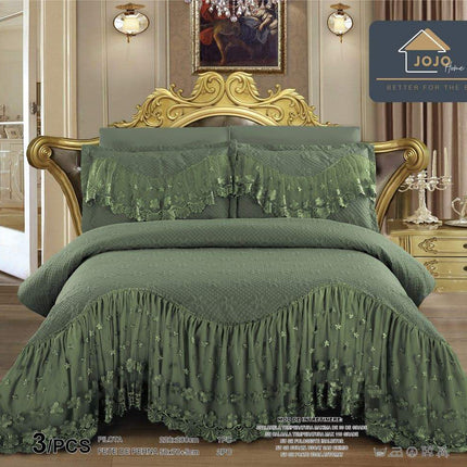 Set 3 Piese - Cuvertura Finet Cu Volane 220x270 cm + 2 Fete Perna | Cod CUV25 - Casa Super
