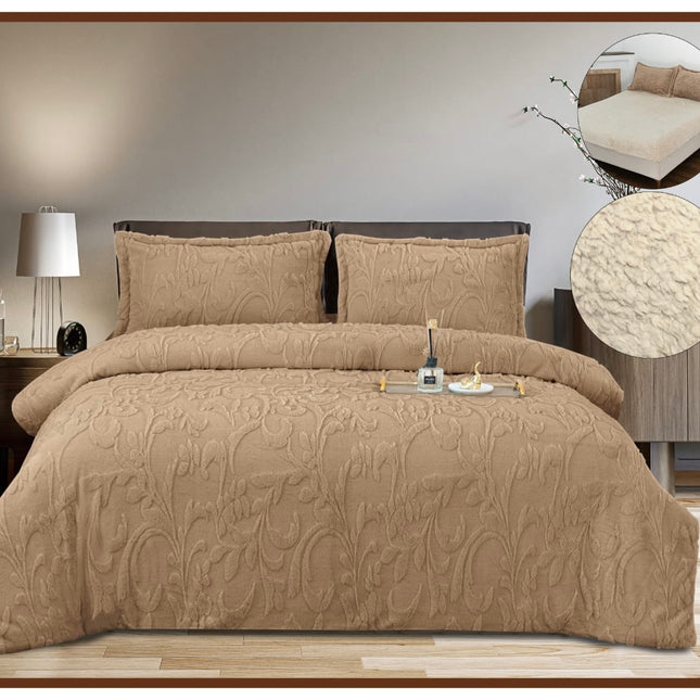 Lenjerie de Pat Cocolino Gofrata, cearsaf cu elastic - 4 piese Cod LCG06