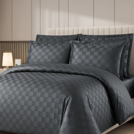 Lenjerie Deluxe Damasc Finetat, 4 piese, cearșaf cu elastic, Cod: Dms7