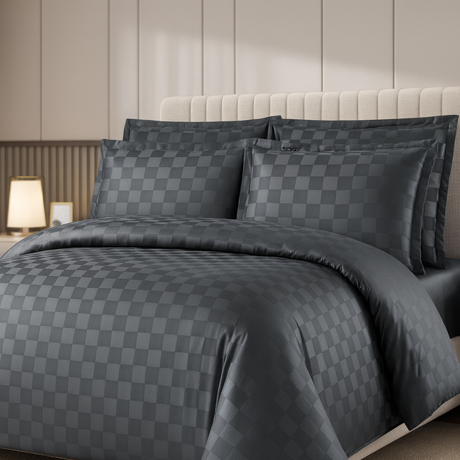 Lenjerie Deluxe Damasc Finetat, 4 piese, cearșaf cu elastic, Cod: Dms7