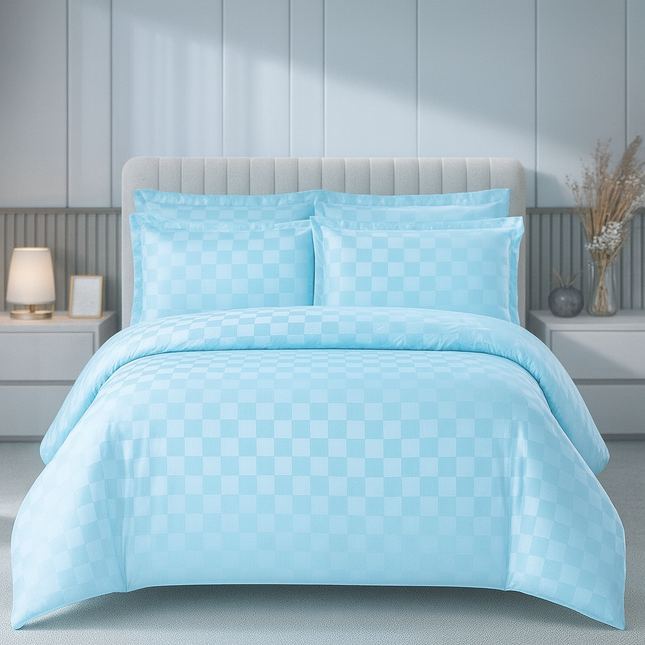 Lenjerie Deluxe Damasc finetat, 4 piese, cearșaf cu elastic, Cod: Dms1