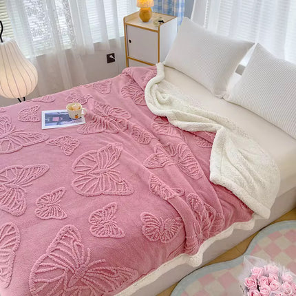 Patura Groasa Cocolino - Pufoasa Cu Blanita 230x200 cm - Roz