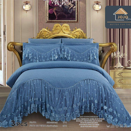 Set 3 Piese - Cuvertura Finet Cu Volane 220x270 cm + 2 Fete Perna | Cod CUV29 - Casa Super