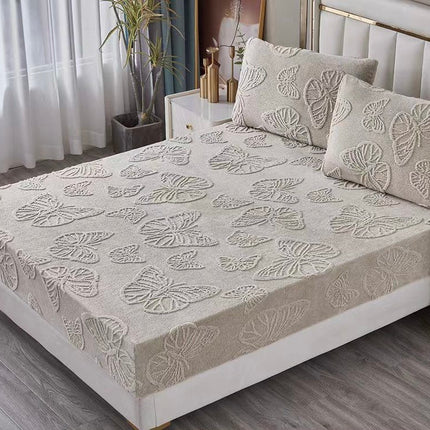 Husa Pufoasa de Pat Cocolino 180x200 cu Elastic 3 Piese +2 Fete de Perna-Bej Deschis