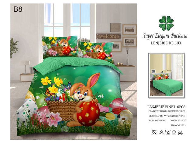 Lenjerie de Pat Bumbac Finet 6 Piese – Confort și Magie de Paște | Cod PST8 - Casa Super