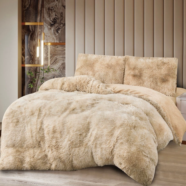 Lenjerie de Pat Super FLuffy Pufoasă Cocolino, 2 Persoane, 4 Piese – Bej Vanilie