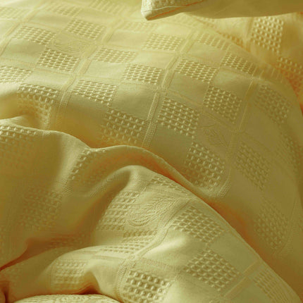 Lenjerie de Pat Dublu Jacquard Finet 6 Piese - Galben - Casa Super