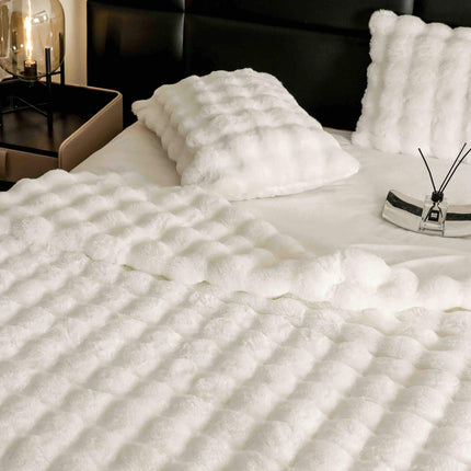 Lenjerie Premium Pentru Pat Dublu Blanita de Iepure 6 Piese | Crem Deschis - Casa Super