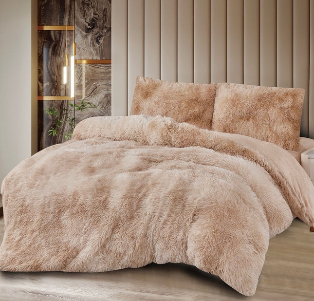 Lenjerie de Pat Super FLuffy Pufoasă Cocolino, 2 Persoane, 4 Piese – Bej Cappuccino