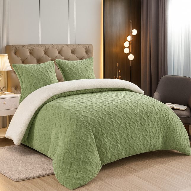 Pilota Groasa Cocolino Cu Blanita 200x230 Model Tricot Cu Blanita 5Kg + 2 Fete Perna-Verde