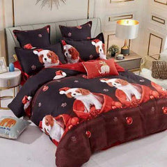 Lenjerie pat de Craciun, pat dublu, bumbac finet, 6 piese - Casa Super