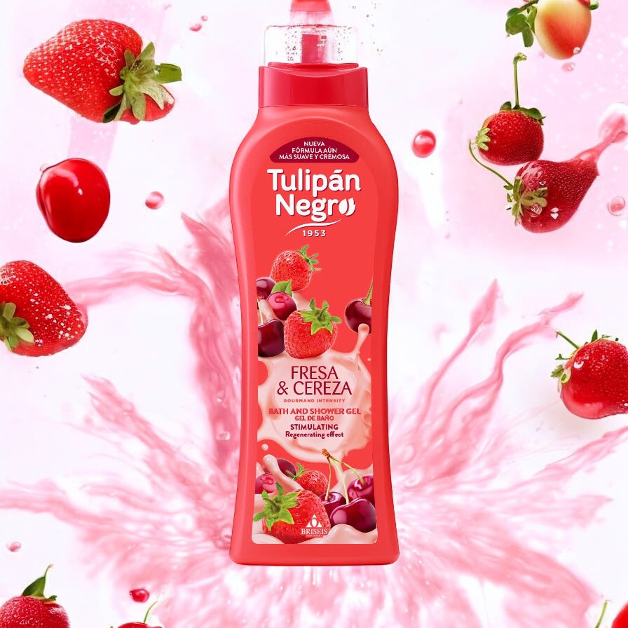 Gel de dus Tulipan Negro Fresa & Cereza 650 ml (Capsuni & Cirese)