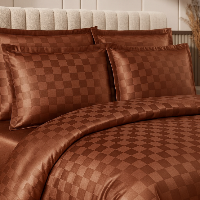 Lenjerie Deluxe Damasc Finetat, 4 piese, cearșaf cu elastic, Cod: Dms8
