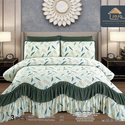 Set Cuvertura de Pat cu Volane 220x270 cm + 2 Fete Perna | Cod CUV6 - Casa Super