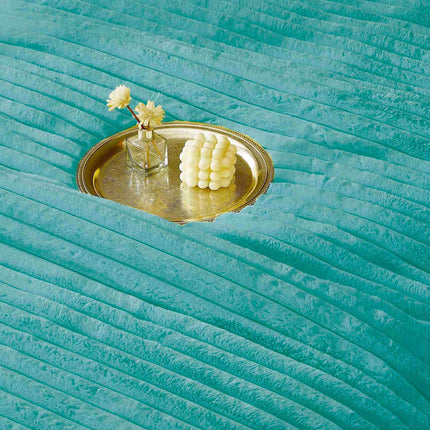 Set PREMIUM Pilota Pufoasa Cocolino, din Blanita artificiala de Iepure 6 Piese 200x230 cm,Turcoaz - Casa Super