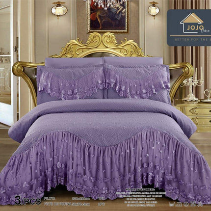 Set 3 Piese - Cuvertura Finet Cu Volane 220x270 cm + 2 Fete Perna | Cod CUV26 - Casa Super