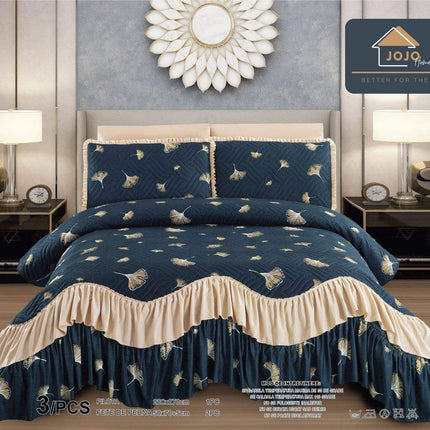 Set Cuvertura de Pat cu Volane 220x270 cm + 2 Fete Perna | Cod CUV2 - Casa Super